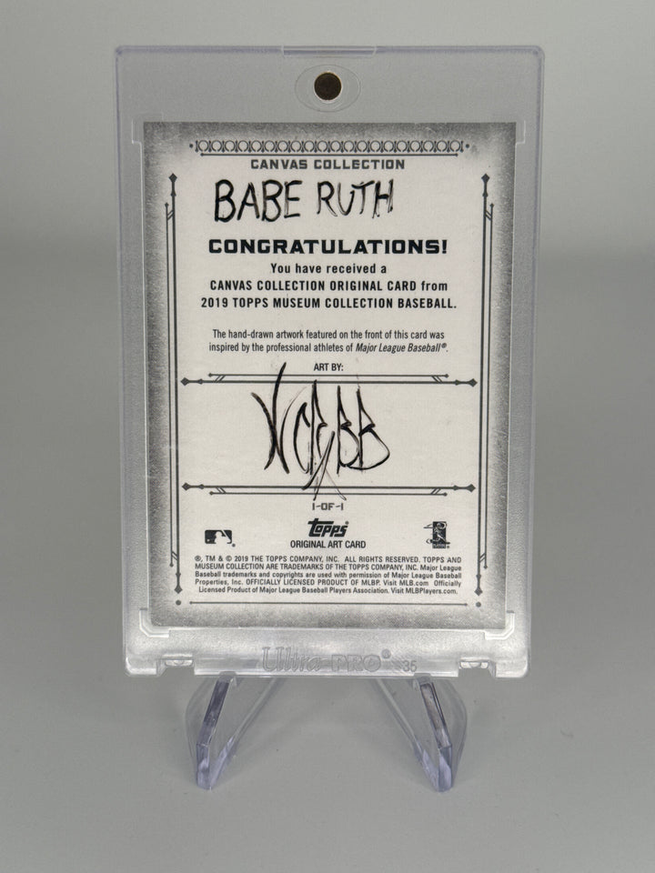 Babe Ruth 2019 Topps Museum Collection Canvas Collection 1/1 Hand Drawn Sketch Card