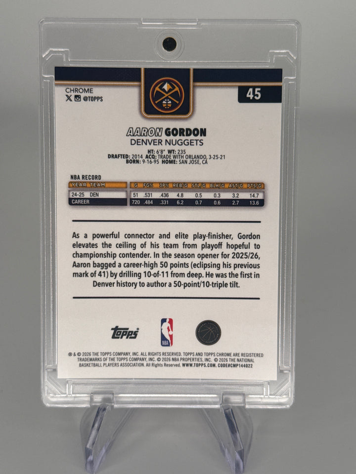 Aaron Gordon 2026 Topps Chrome Red Wave Refractor, 4/5