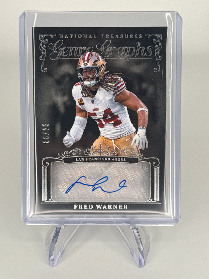 Fred Warner 2025 Panini National Treasures Genre Graphs Auto, 34/99