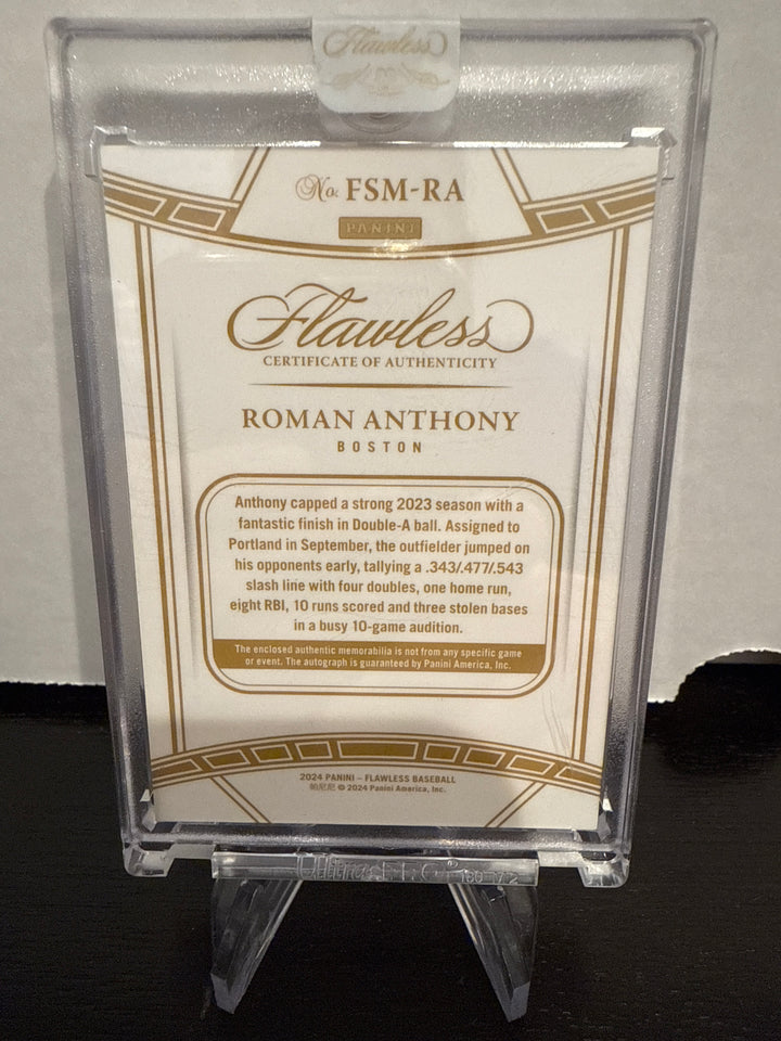Roman Anthony 2024 Panini Flawless Rookie Patch Auto, 16/25