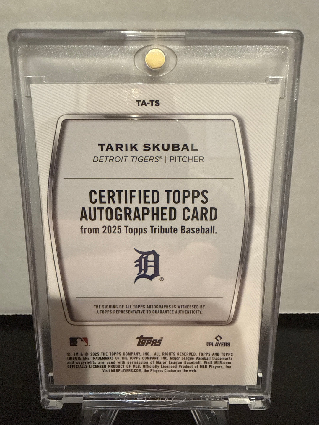 Tarik Skubal 2025 Topps Tribute Gold Auto, 43/75