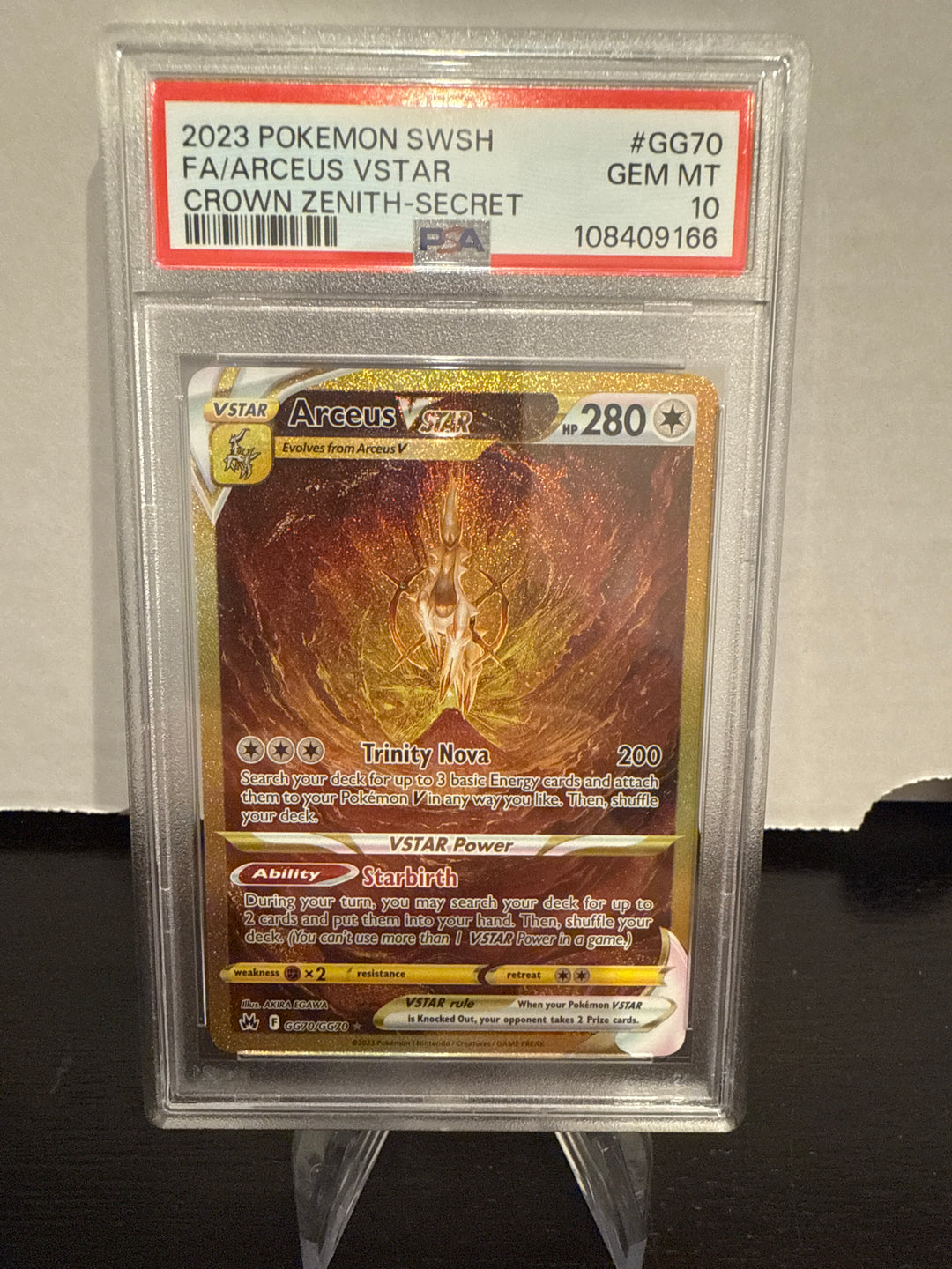 Pokémon TCG 2023 Arceus VSTAR Crown Zenith Gallery Gold Alt Art Holofoil, GG70/GG70, PSA 10 Gem Mint