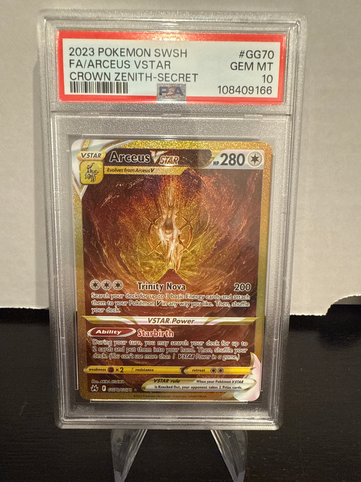 Pokémon TCG 2023 Arceus VSTAR Crown Zenith Gallery Gold Alt Art Holofoil, GG70/GG70, PSA 10 Gem Mint
