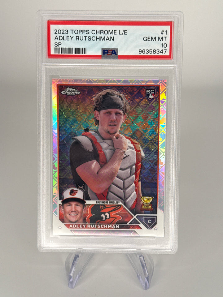 Adley Rutschman 2023 Topps Chrome Logofractor SP Rookie, PSA 10 Gem Mint