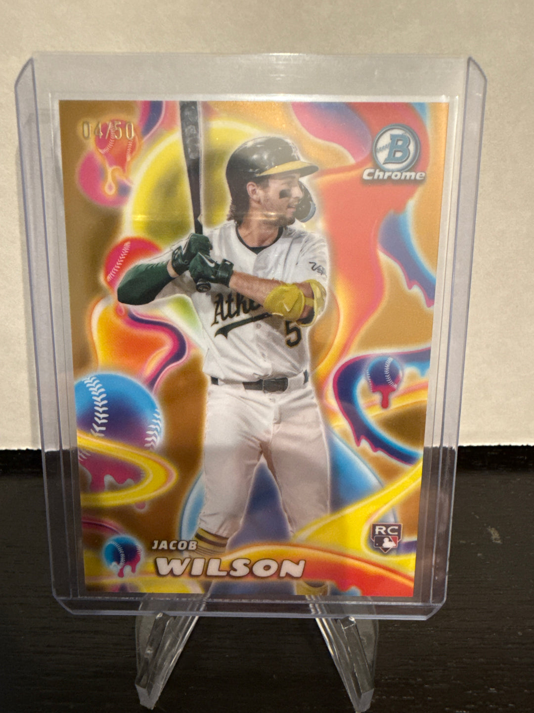 Jacob Wilson 2025 Bowman Chrome Melt Mashers Gold Refractor Rookie, 04/50