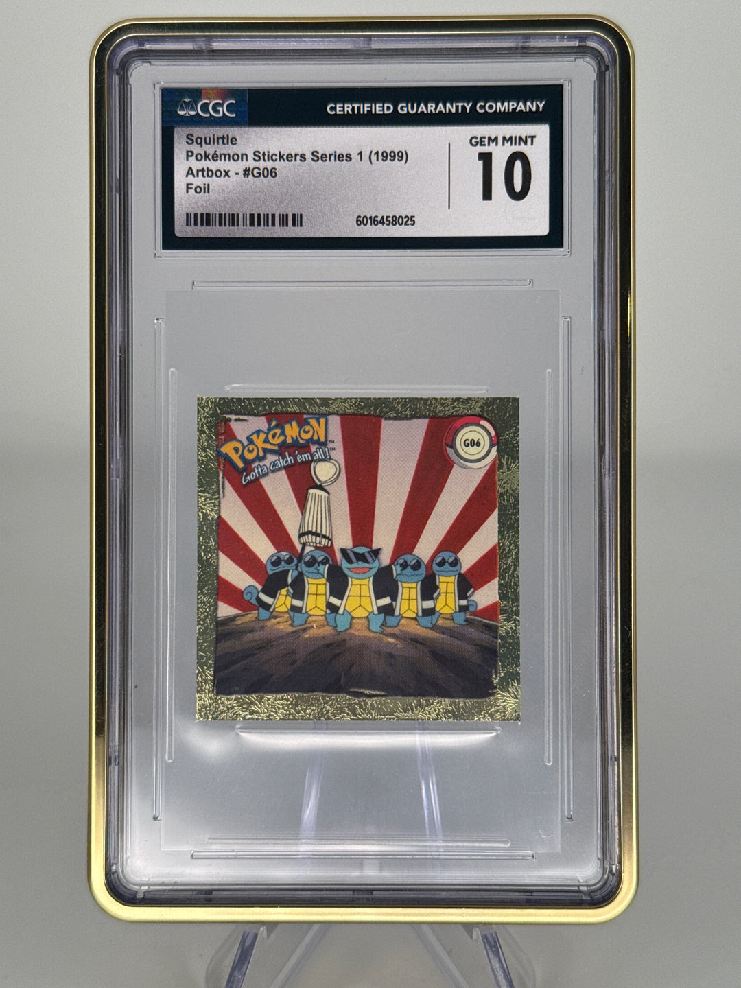 Pokemon TCG 1999 Squirtle Pokemon Sticker Series 1 Artbox Foil, G06, CGC 10 Gem Mint