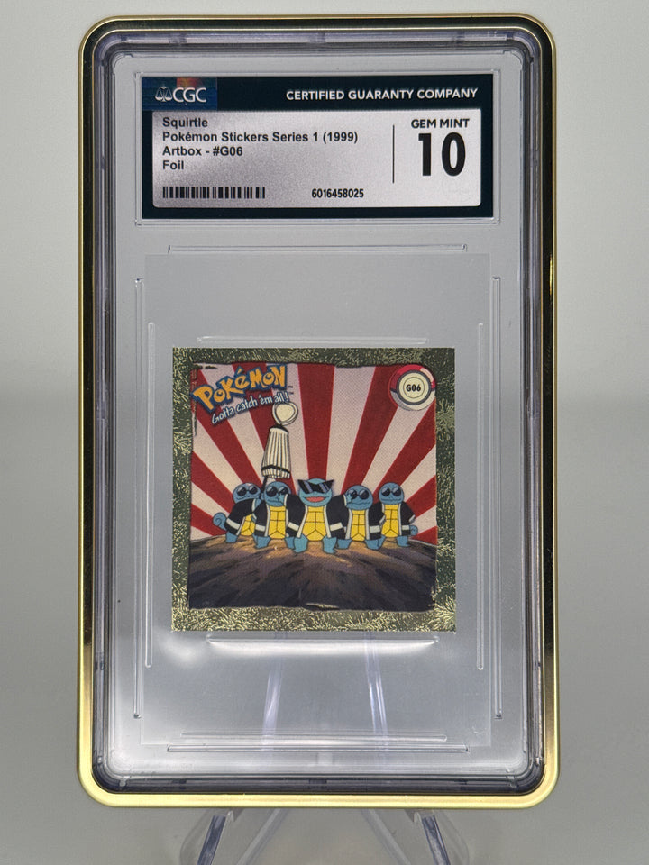 Pokemon TCG 1999 Squirtle Pokemon Sticker Series 1 Artbox Foil, G06, CGC 10 Gem Mint