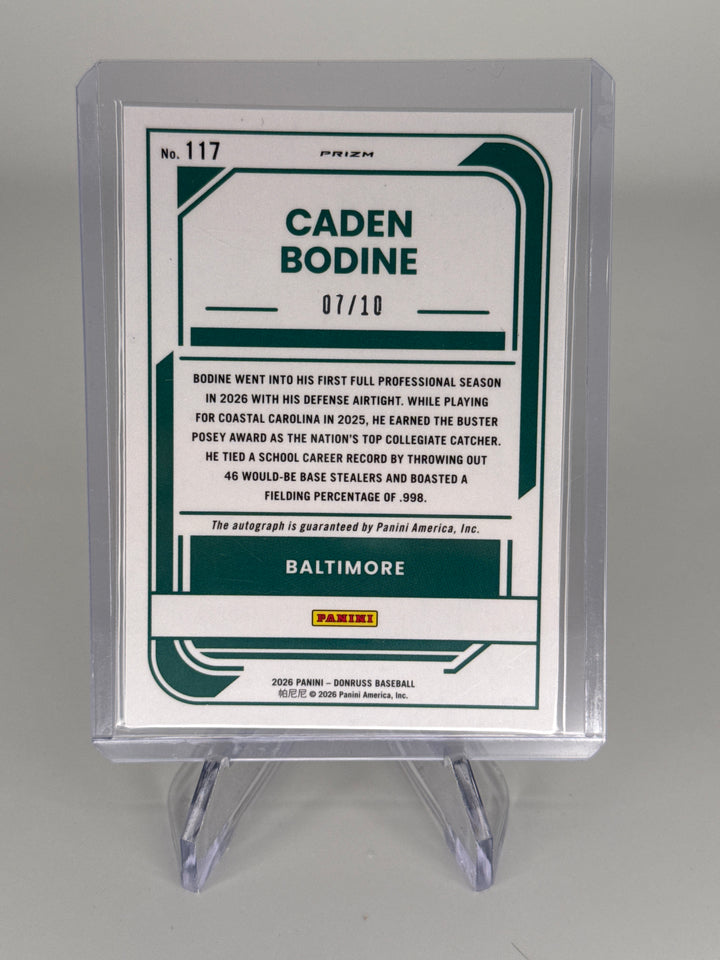 Caden Bodine 2026 Panini Donruss Optic Gold Prizm Prospect Auto, 07/10