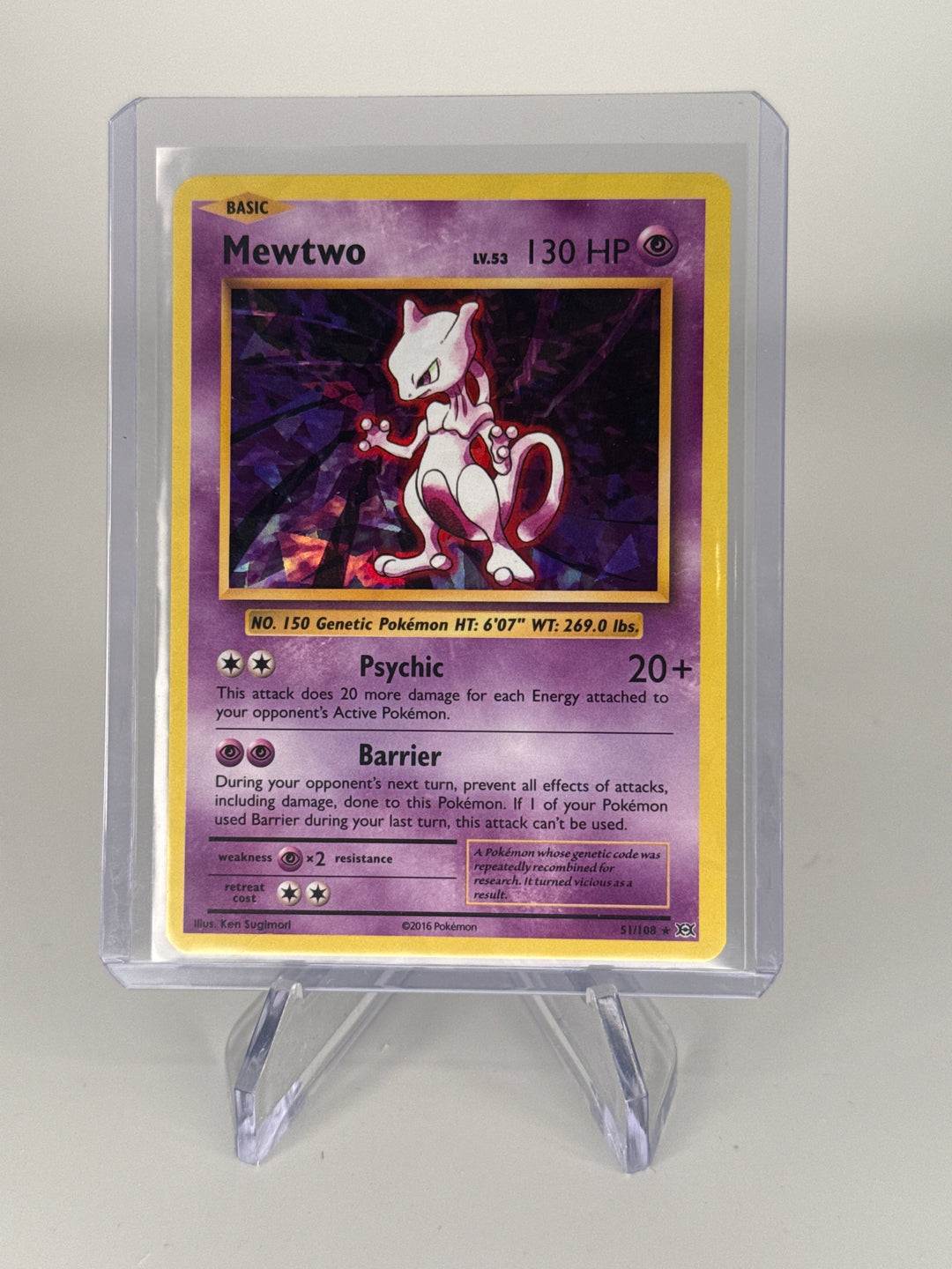 Pokemon TCG 2016 Mewtwo XY Evolutions Cracked Ice Holo, 51/108