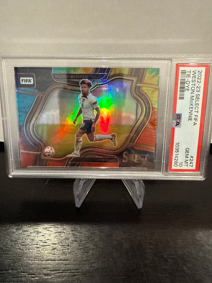 Weston McKennie 2022-2023 Panini Select Tie Die, 29/49, PSA 10 Gem Mint