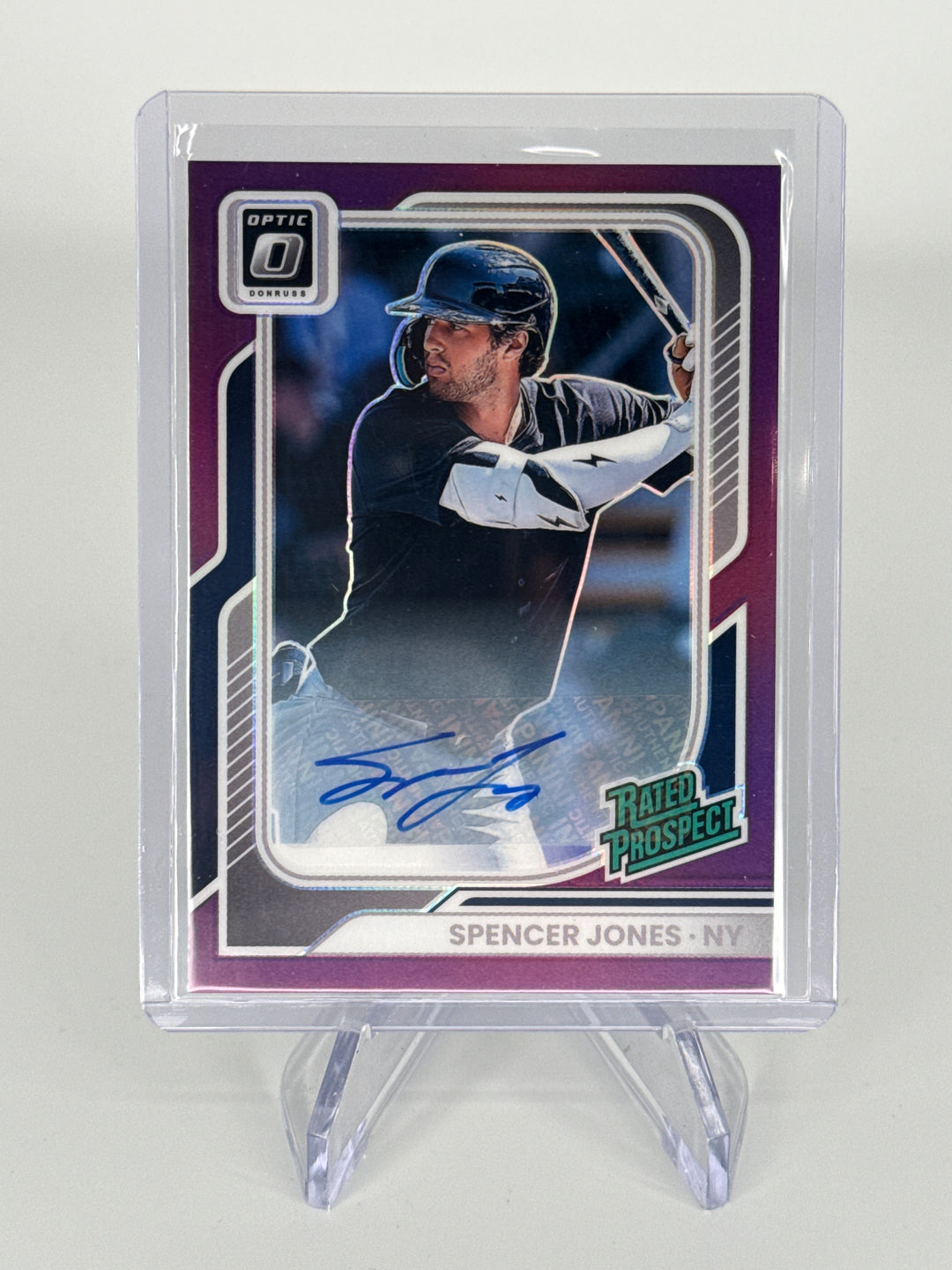 Spencer Jones 2026 Panini Donruss Optic Rated Prospect Purple Prizm Auto, 56/99