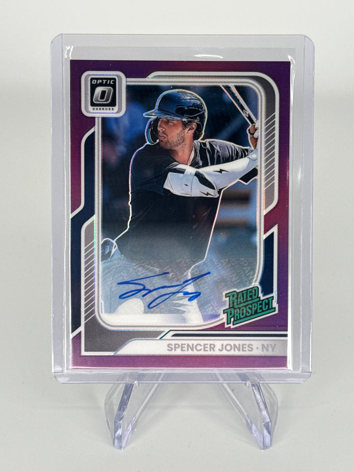 Spencer Jones 2026 Panini Donruss Optic Rated Prospect Purple Prizm Auto, 56/99