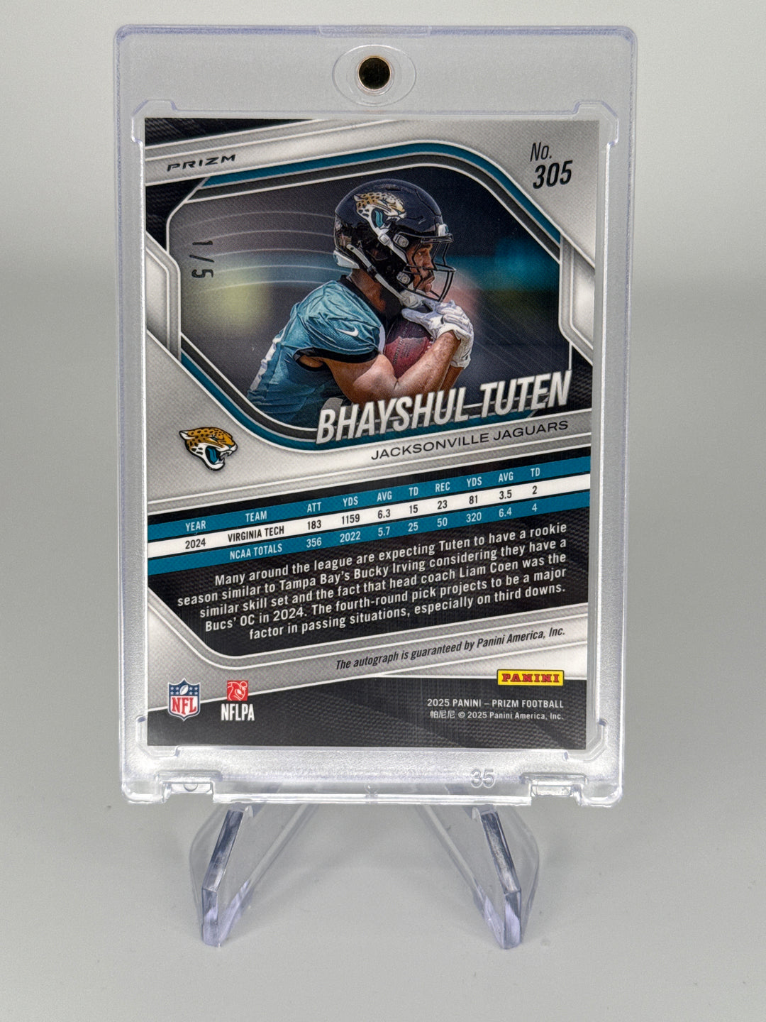 Bhayshul Tuten 2025 Panini Prizm Green Shimmer Rookie Auto, 1/5