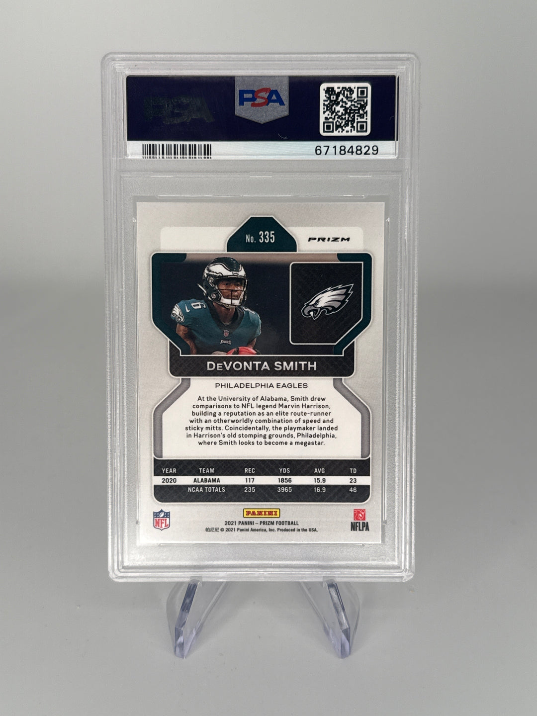 DeVonta Smith 2021 Panini Prizm No Huddle Rookie, PSA 10 Gem Mint