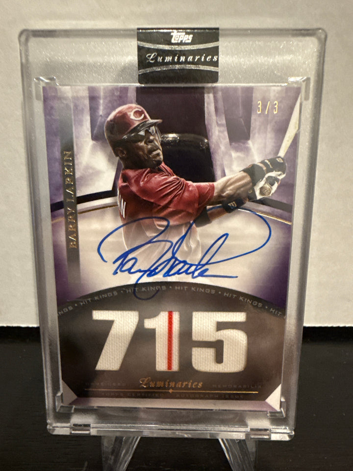 Barry Larkin 2021 Topps Luminaries Hit Kings Auto Relic Purple, 3/3