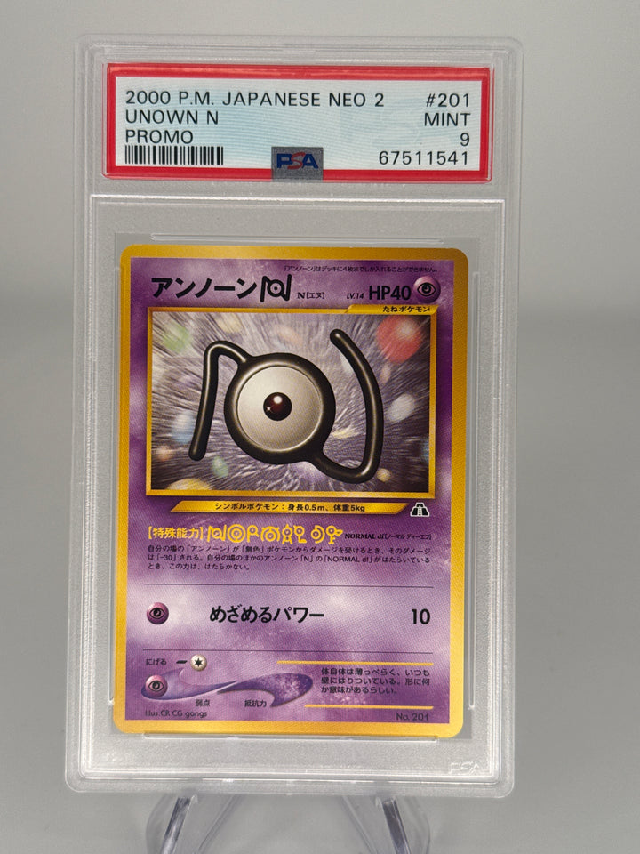 Pokemon TCG 2000 Japanese Unown N Neo 2 Promo, 201, PSA 9 Mint