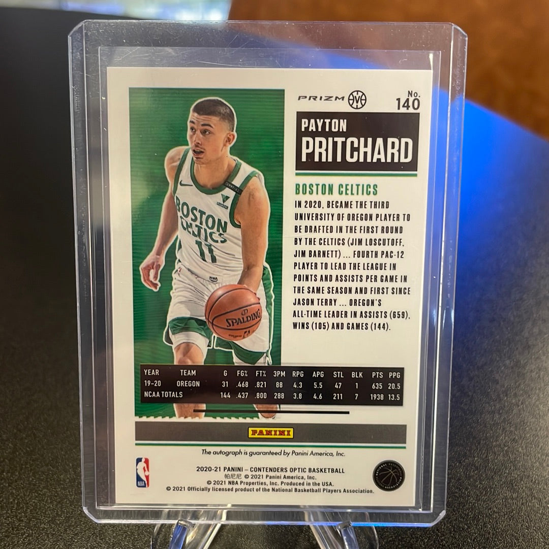 Payton Pritchard 2020-2021 Panini Optic Contenders Red Wave Rookie Ticket Variation Auto
