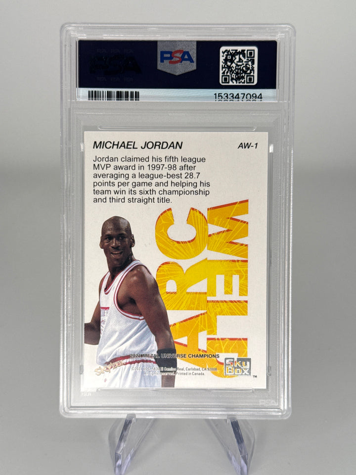 Michael Jordan 2021 Metal Universe Champions Arc Weld, PSA 8