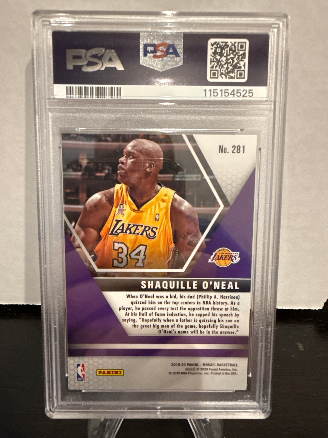 Shaquille O'Neal 2019 Panini Mosaic Hall of Fame, PSA 10 Gem Mint