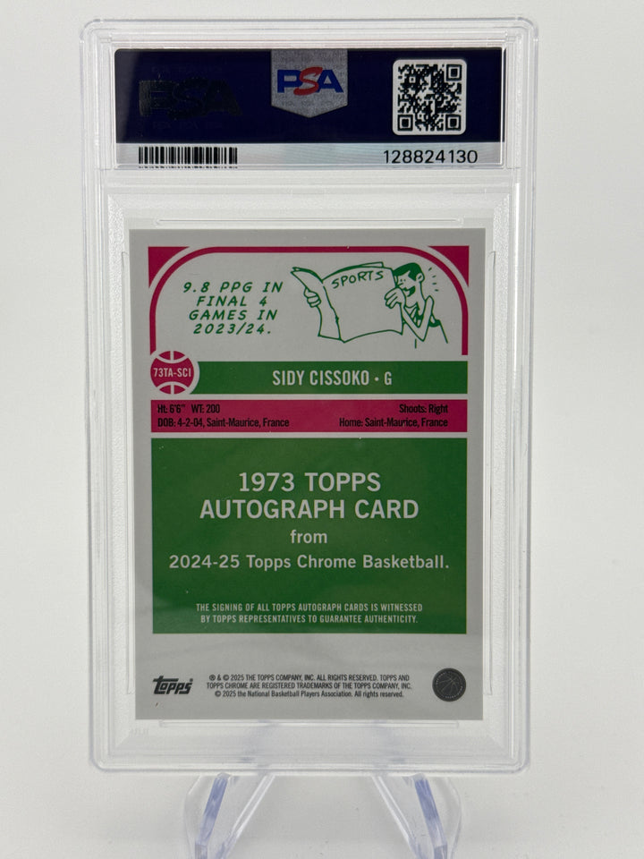 Sidy Cissoko 2024 Topps Chrome 1973 Topps Gold Geometric Auto, 23/50, PSA 10 Gem Mint