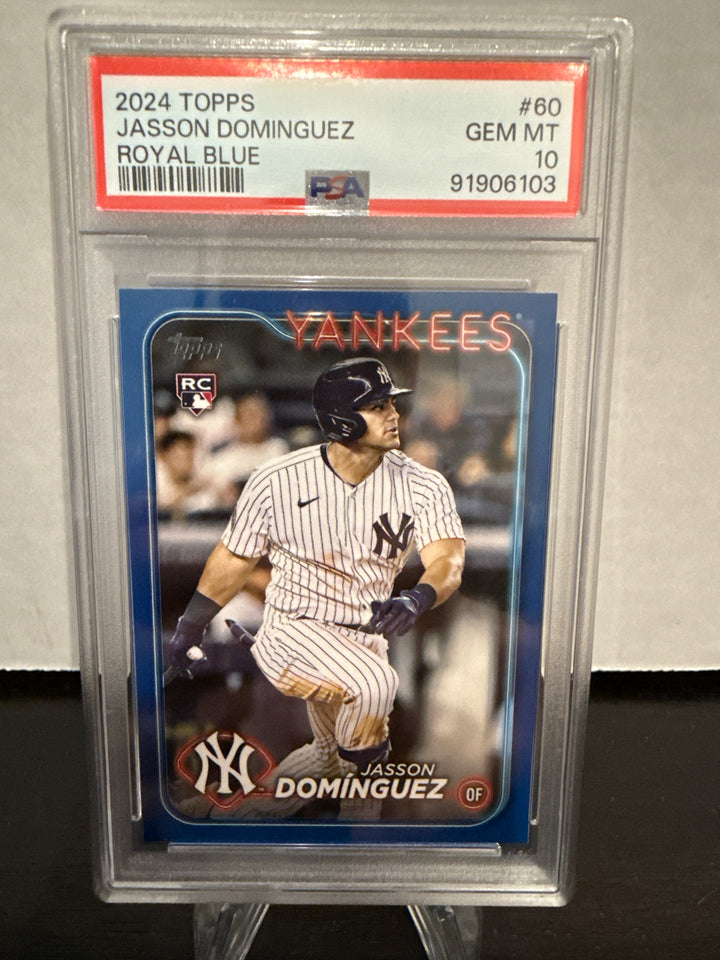 Jasson Dominguez 2024 Topps Series One Royal Blue Rookie, PSA 10 Gem Mint