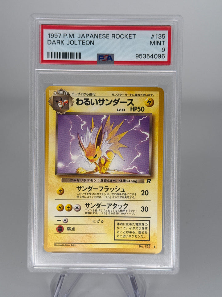 Pokemon TCG 1997 Japanese Dark Jolteon Team Rocket, 135, PSA 9 Mint