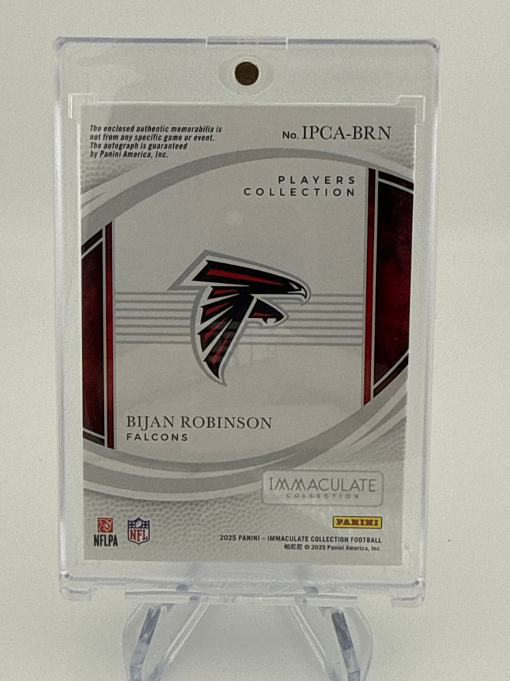 Bijan Robinson 2025 Panini Immaculate Players Collection Triple Patch Laundry Tag Auto, 46/99