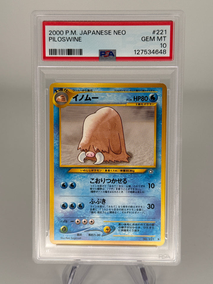 Pokemon TCG 2000 Japanese Piloswine Neo, 221, PSA 10 Gem Mint