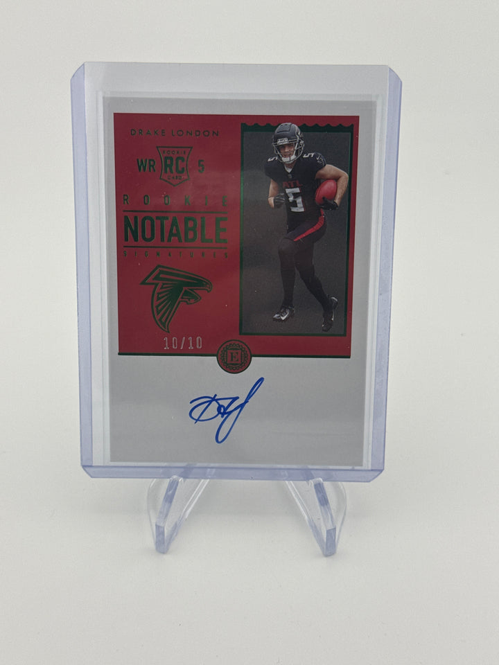 Drake London 2022 Panini Encased Notable Signature Emerald Rookie Auto, 10/10