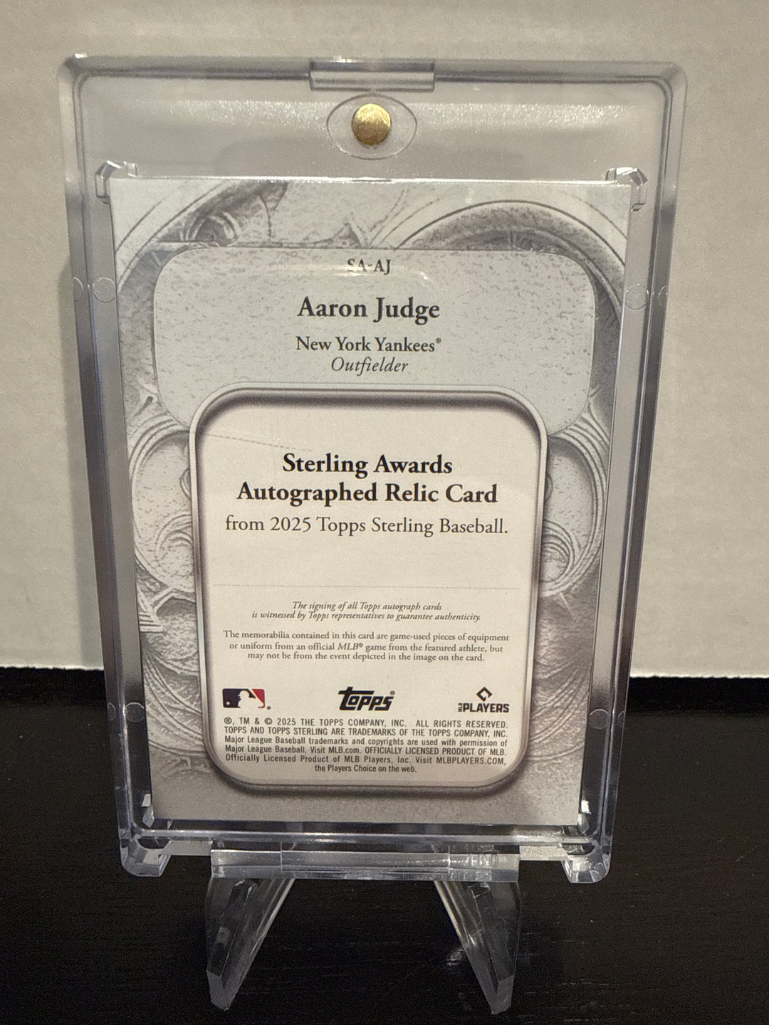 Aaron Judge 2025 Topps Sterling Quad Relic Auto Red, 4/5