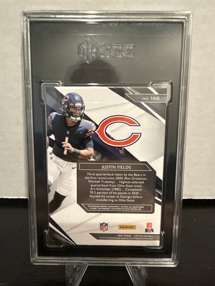 Justin Fields 2021 Panini Limited Silver Spotlight Rookie Patch Auto, 40/75, SGC 8, SGC 10 Auto