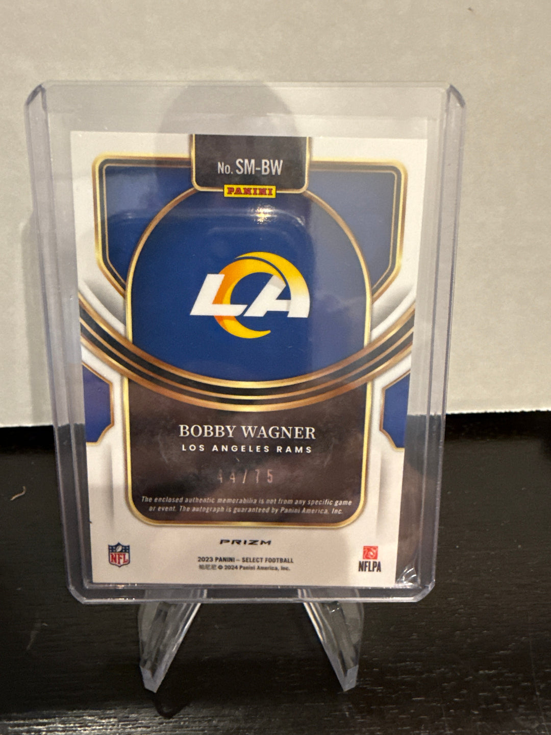 Bobby Wagner 2023 Panini Select Patch Auto Blue, 44/75