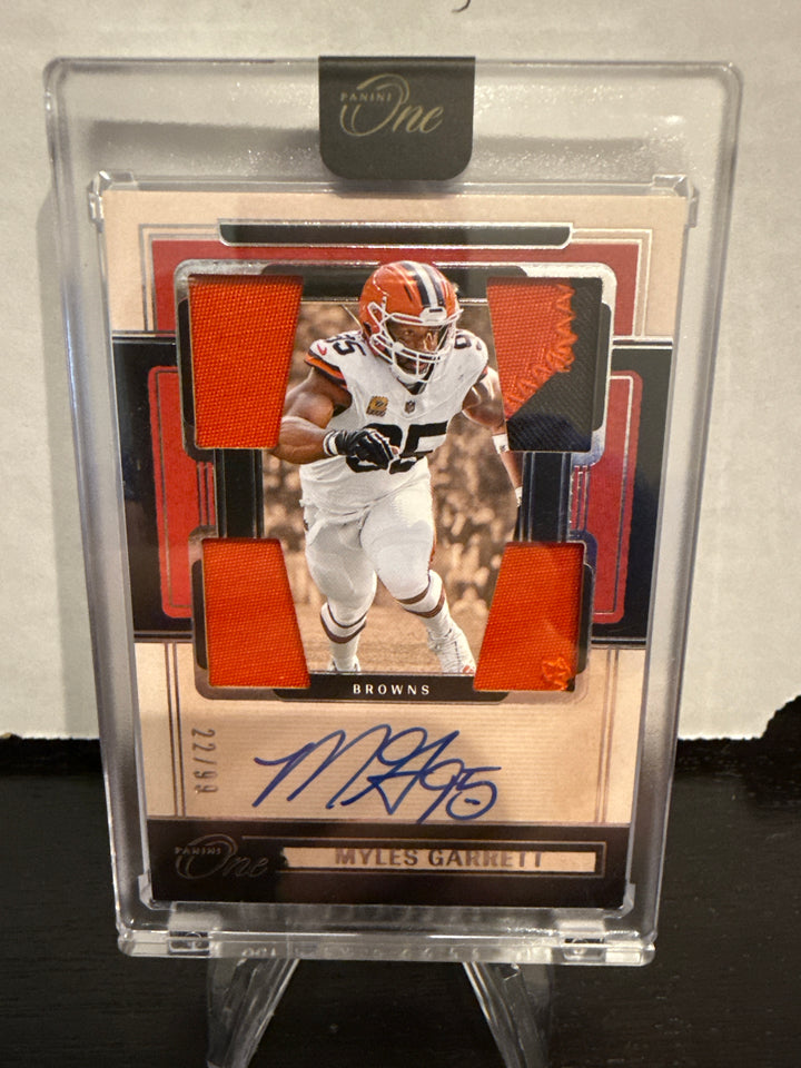 Myles Garrett 2024 Panini One Quad Patch Autograph, 22/99
