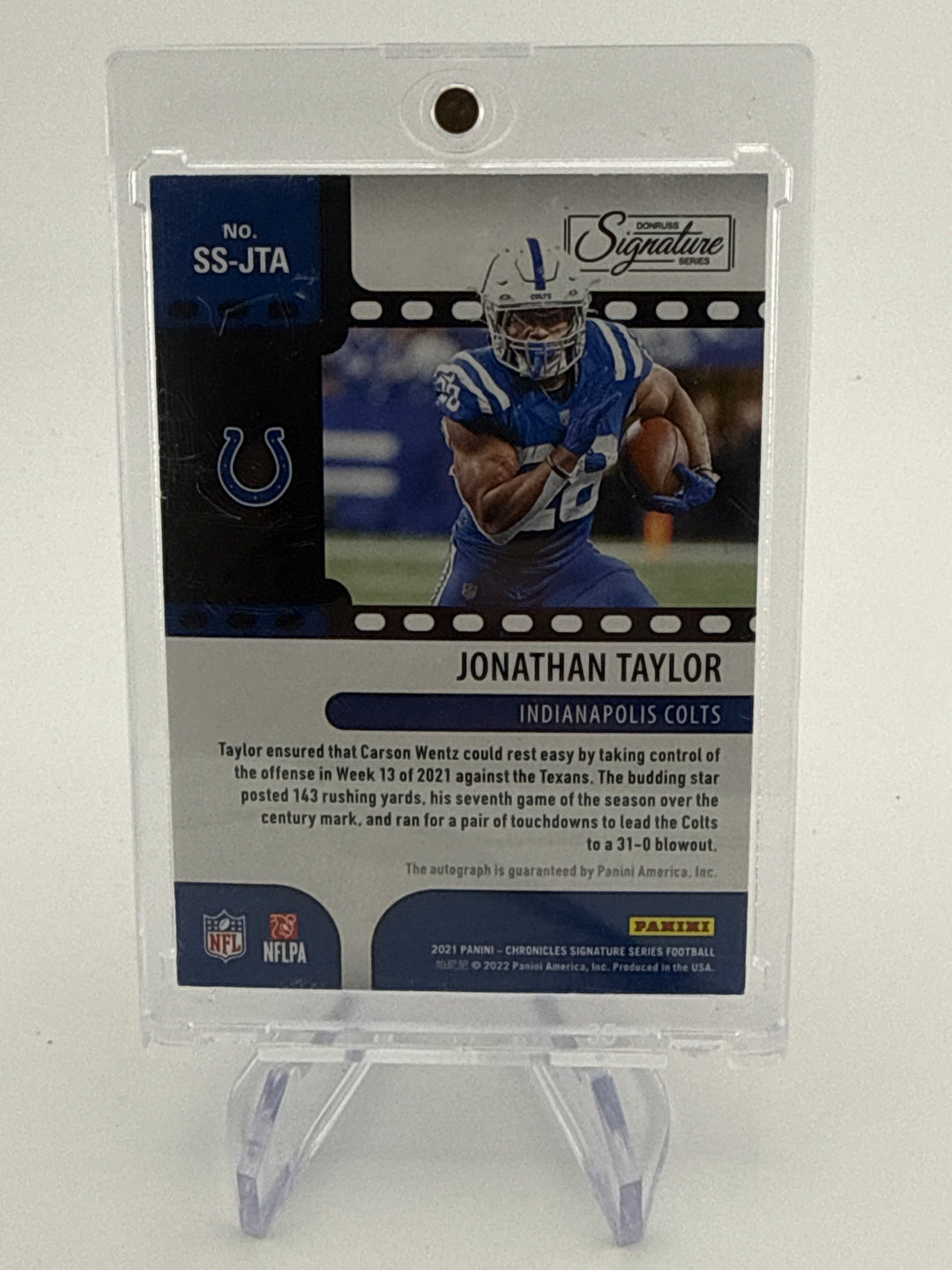 Jonathan Taylor 2021 Panini Chronicles Donruss Signature Series Auto, 02/10