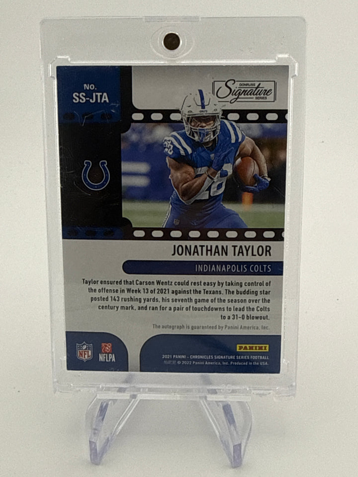 Jonathan Taylor 2021 Panini Chronicles Donruss Signature Series Auto, 02/10