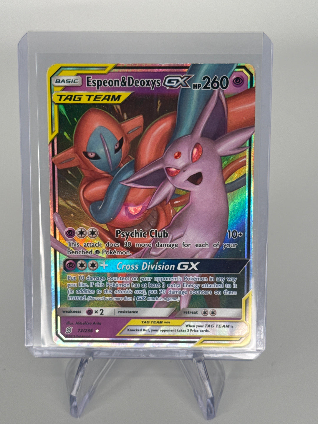Pokemon TCG 2019 Espeon & Deoxys GX Tag Team Cosmic Eclipse Full Art, 72/236