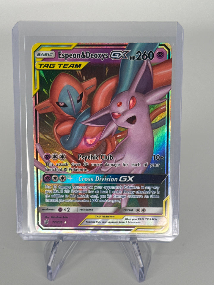 Pokemon TCG 2019 Espeon & Deoxys GX Tag Team Cosmic Eclipse Full Art, 72/236