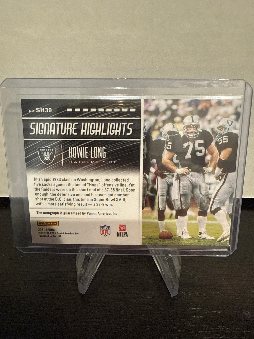 Howie Long 2021 Panini Signature Highlights Cracked Ice Auto