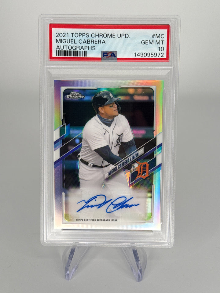 Miguel Cabrera 2021 Topps Chrome Update Auto, PSA 10 Gem Mint