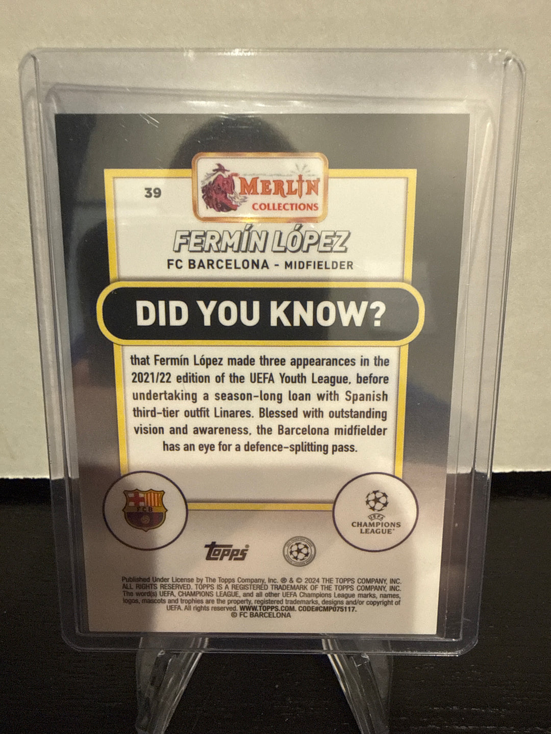 Fermin Lopez 2024 Topps Merlin Chrome Blue Refractor Rookie, 22/75