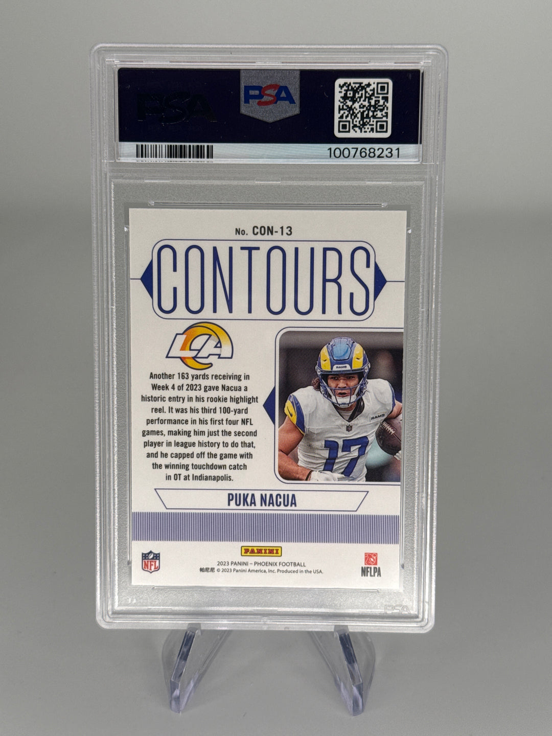 Puka Nacua 2023 Panini Phoenix Contours Rookie, PSA 10 Gem Mint