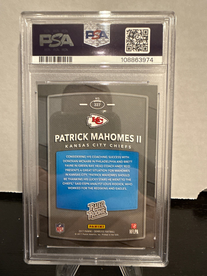Patrick Mahomes 2017 Panini Donruss Rated Rookie, PSA 7