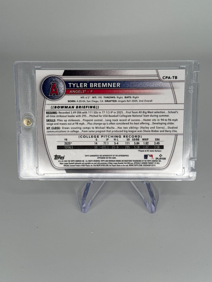 Tyler Bremner 2025 Bowman Chrome 1st Auto