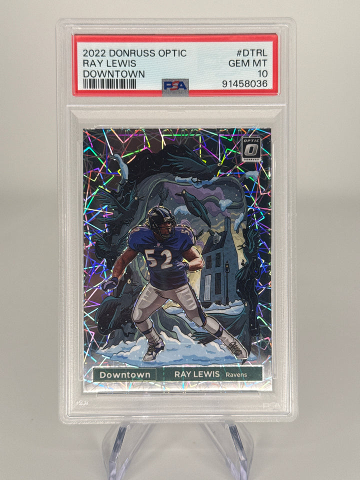 Ray Lewis 2022 Panini Donruss Optic Downtown SSP Case Hit, PSA 10 Gem Mint