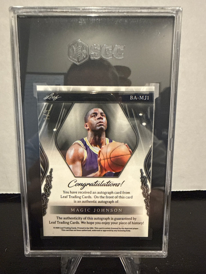 Magic Johnson 2025 Leaf Metal Sports Heroes Green Crystal Auto, 1/9, SGC 10 Gem Mint