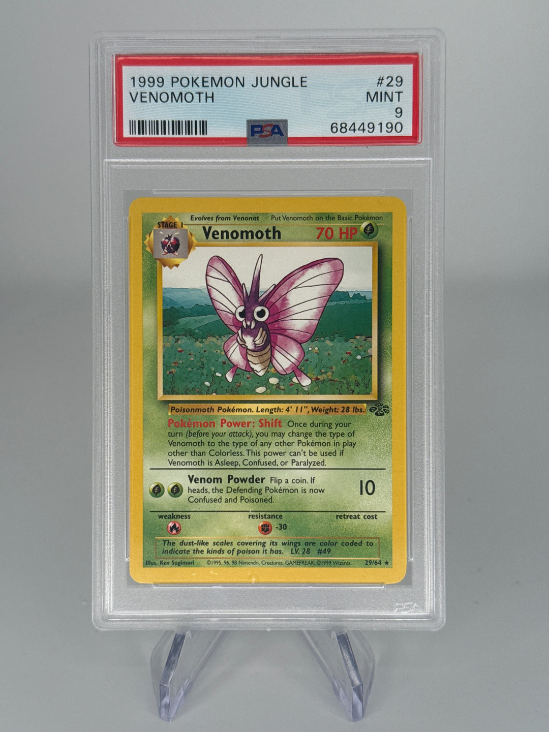 Pokemon TCG 1999 Venomoth Jungle, 29/64, PSA 9 Mint