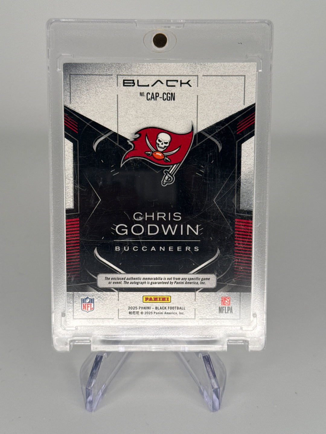 Chris Godwin 2025 Panini Black Capstones Quad Patch Auto, 07/25