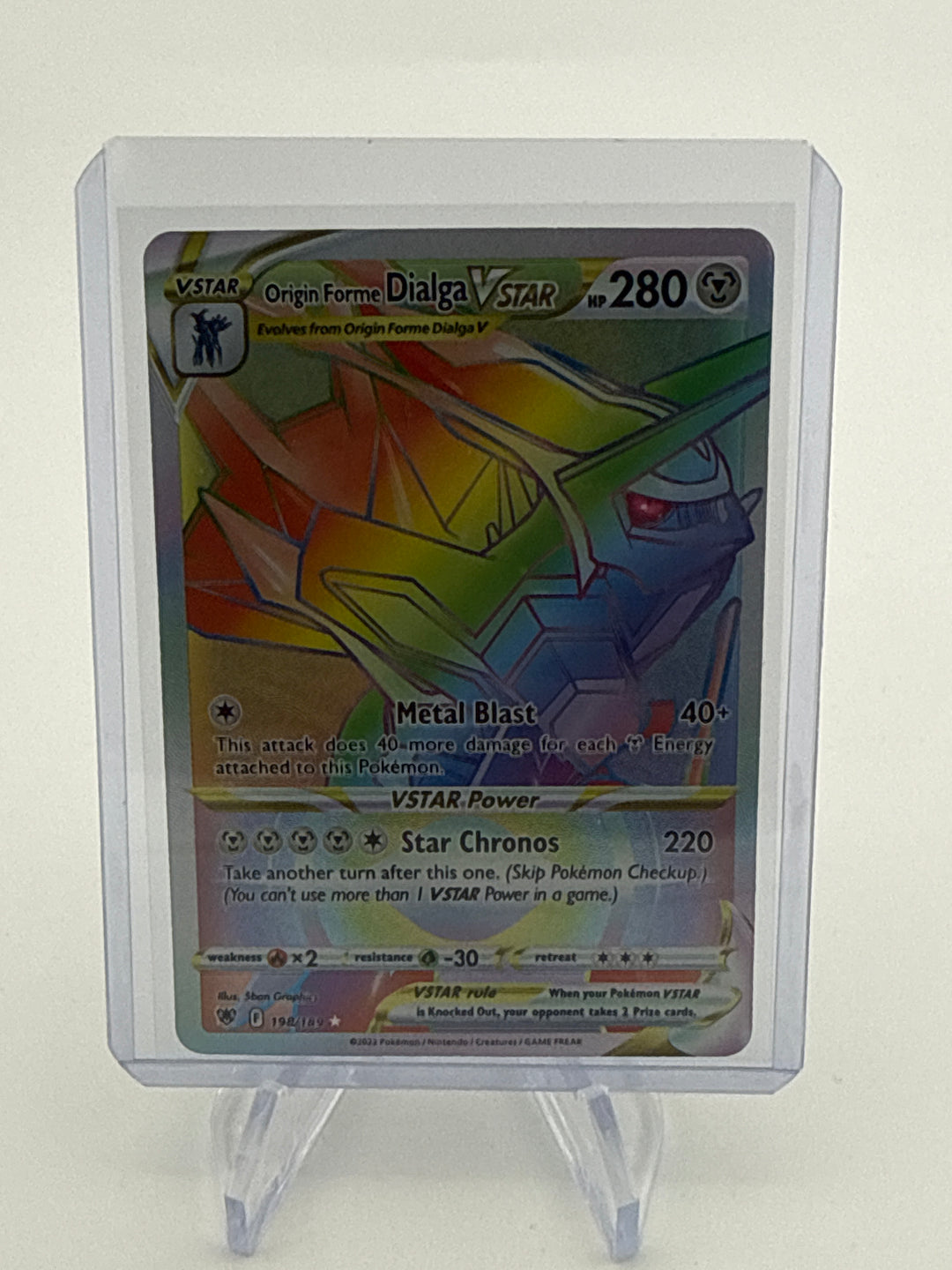 Pokémon TCG 2022 Origin Forme Dialga VStar Astral Radiance Secret Rare Rainbow Holofoil, 198/189