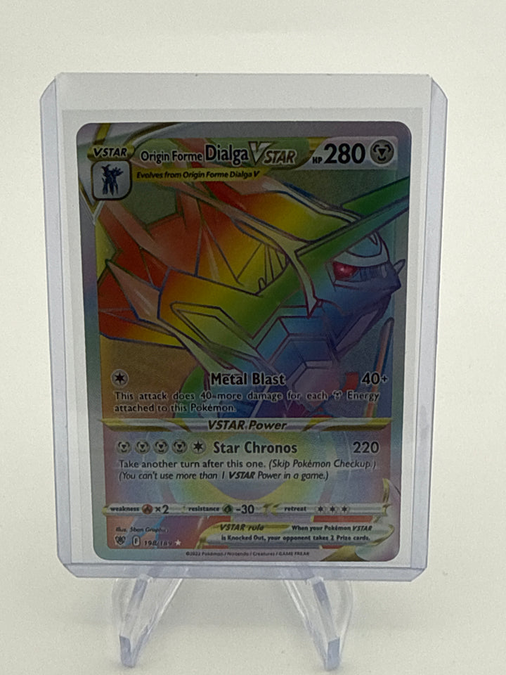 Pokémon TCG 2022 Origin Forme Dialga VStar Astral Radiance Secret Rare Rainbow Holofoil, 198/189