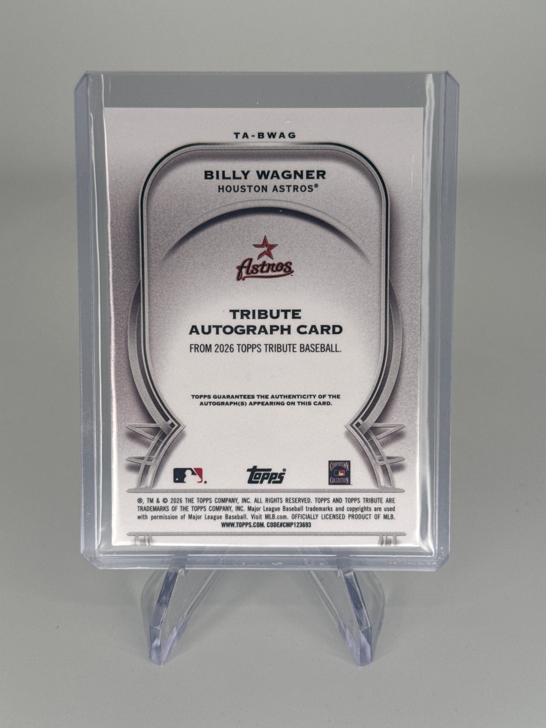 Billy Wagner 2026 Topps Tribute Purple Auto, 20/75